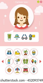 icon set summer vetor
