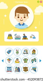icon set summer vetor