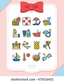 icon set summer vetor