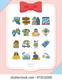 icon set summer vetor