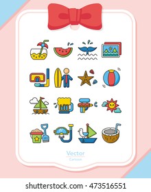 icon set summer vetor