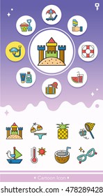 icon set summer vetor