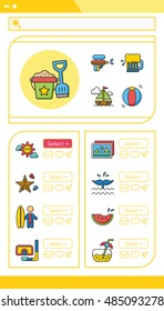 icon set summer vetor
