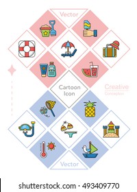 icon set summer vetor