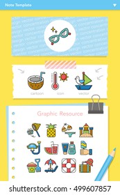 icon set summer vetor
