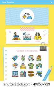 icon set summer vetor