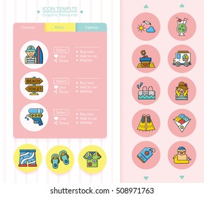 icon set summer vetor