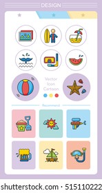 icon set summer vetor