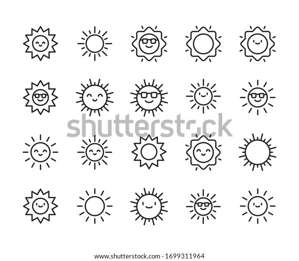 Icon Set Sun Editable Vector Pictograms Stock Vector (Royalty Free ...