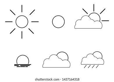 icon set sun vector, outline design.