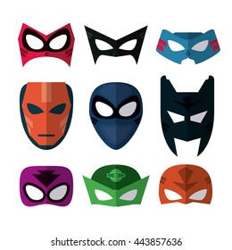 Icon set of Superhero mask. Cartoon design. vector graphic