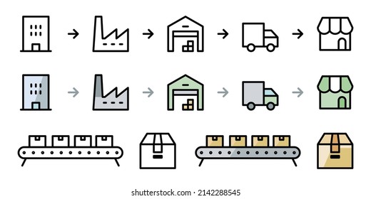 icon set of supply chain business
