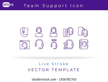 Icon Set Support, Contact, Costumer Service for Website, Infographic Element. Vector illustration design template