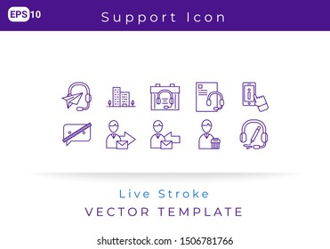 Icon Set Support for Website, Infographic Element. Vector illustration design template