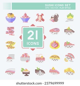 Icon Set Sushi. related to Japanese food symbol. flat style. simple design editable. simple illustration