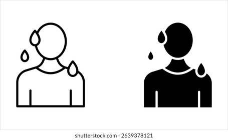 Icon set of Sweating Person with Sweat Drops, vector illustration on a white background.