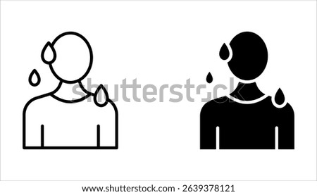 Icon set of Sweating Person with Sweat Drops, vector illustration on a white background.