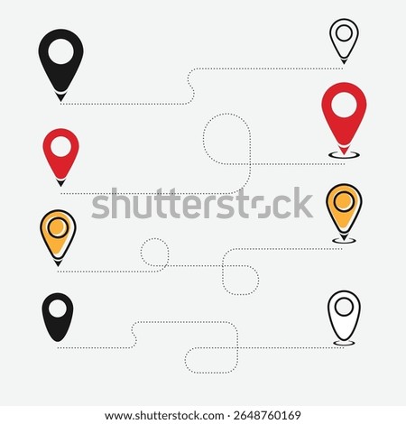Icon set, symbol we have moved announcement collection design image isolated on white background, dashed line illustration