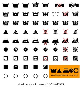 Icon set / symbols. For  washing  laundry / ironing /clothing care . Separate. Illustration.