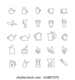 Icon set with tea and coffee
