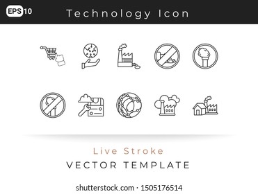 Icon Set Technology, Industry For Website, Infographic Element. Vector Illustration