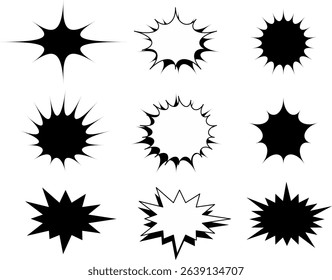 ICON SET TEXT BOX BOOM SHAPE VECTOR ART ABSTRACT BLACK OUTLINE