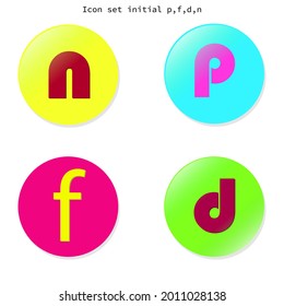 icon set text character n,l,p, and f