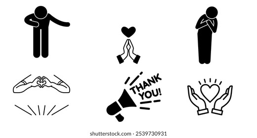 Icon set thank you.  vector illustrations isolated on white and transparent background