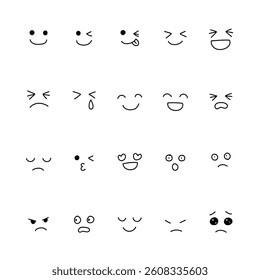 Icon set that represents happiness, anger, sadness, etc.