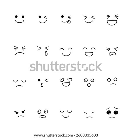 Icon set that represents happiness, anger, sadness, etc.
