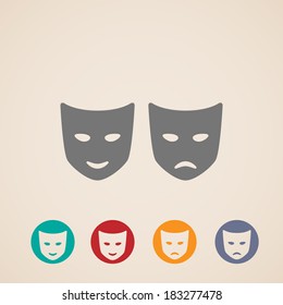 icon set of theater masks