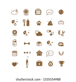 Icon set with theme of dog breeding, veterinary science.