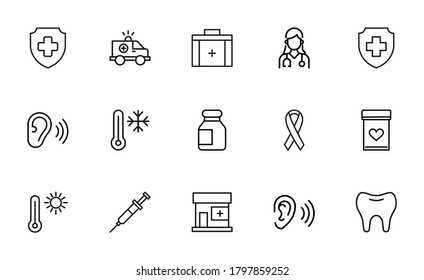 Icon set of therapy. Editable vector pictograms isolated on a white background. Trendy outline symbols for mobile apps and website design. Premium pack of icons in trendy line style.