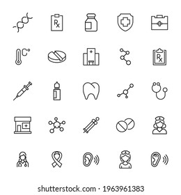 Icon set of therapy. Editable vector pictograms isolated on a white background. Trendy outline symbols for mobile apps and website design. Premium pack of icons in trendy line style.