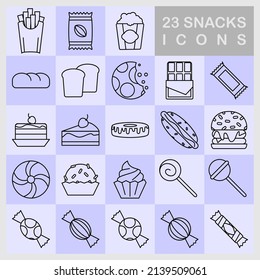 icon. a set of thin icon designs for snacks and fast food