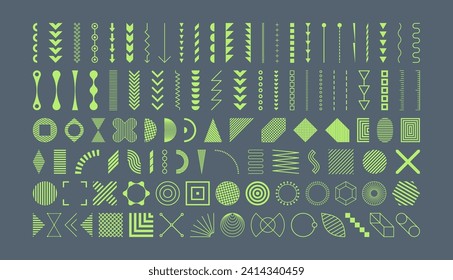 Icono establecido en el estilo de línea delgada. Colección de diferentes elementos gráficos para el diseño. Ilustración vectorial para web, móvil o ui. 