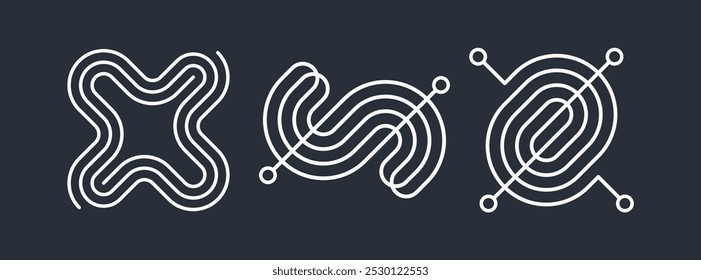 Icon set in thin line style. Collection of different graphic elements for design. Vector illustration for banner, placard, poster, flyer.