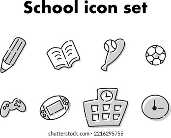 Icon set of things related to children and schools (handwriting style)