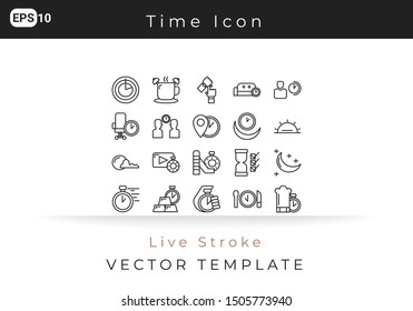 Icon Set Time For Website, Infographic Element. Vector Illustration