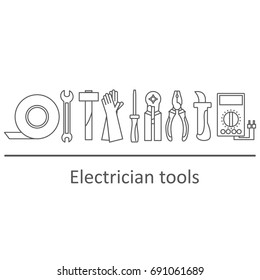 Icon set of tools electrician. Vector illustration.