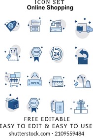 icon set tools online shopping 