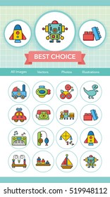icon set toy vector