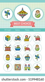 icon set toy vector