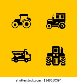 icon set with tractor and dumper vector illustration for graphic design and web