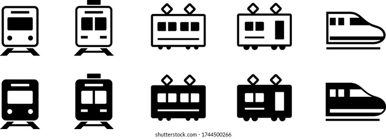 Icon set of train and bullet train