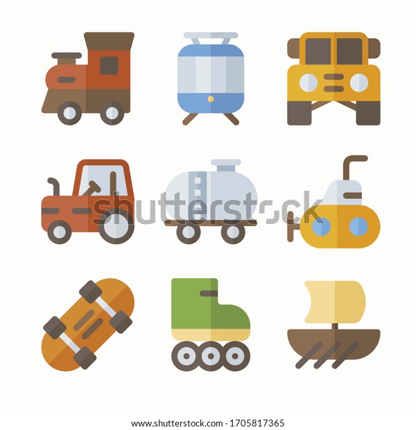 Icon Set Transport for different seasons. Color\
with Editable stroke