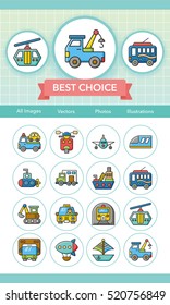 icon set transport vector