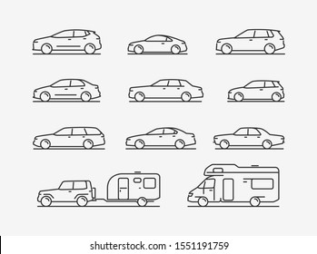 Icon set transportation. Car, transport symbol. Vector illustration