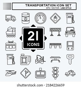 Icon Set Transportation. suitable for education symbol. line style. simple design editable. design template vector. simple illustration