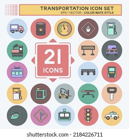 Icon Set Transportation. suitable for education symbol. color mate style. simple design editable. design template vector. simple illustration